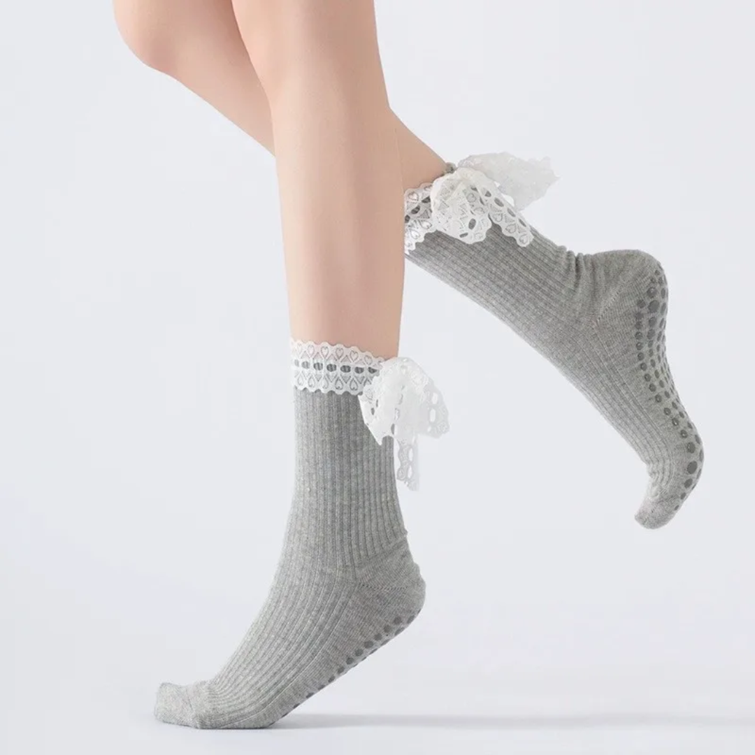 Pilates socks lace bow S0034