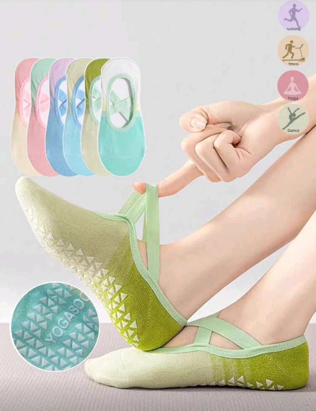 Rainbow pilates yoga socks-ys0010