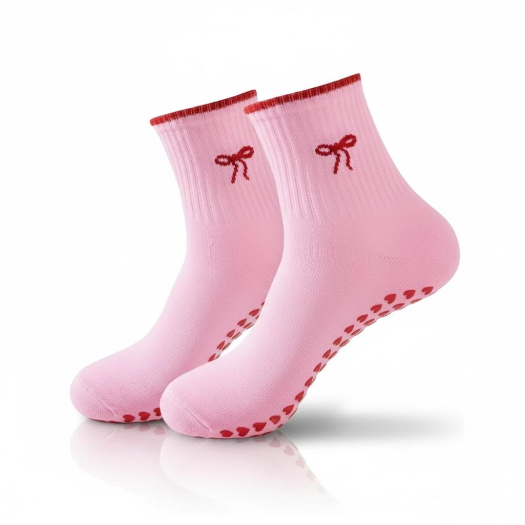 Pilates socks red bow ys0013