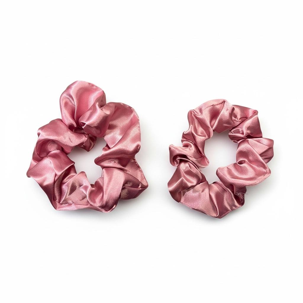 Set of 2 satin scrunchies 1 small 1 medium same color s005
