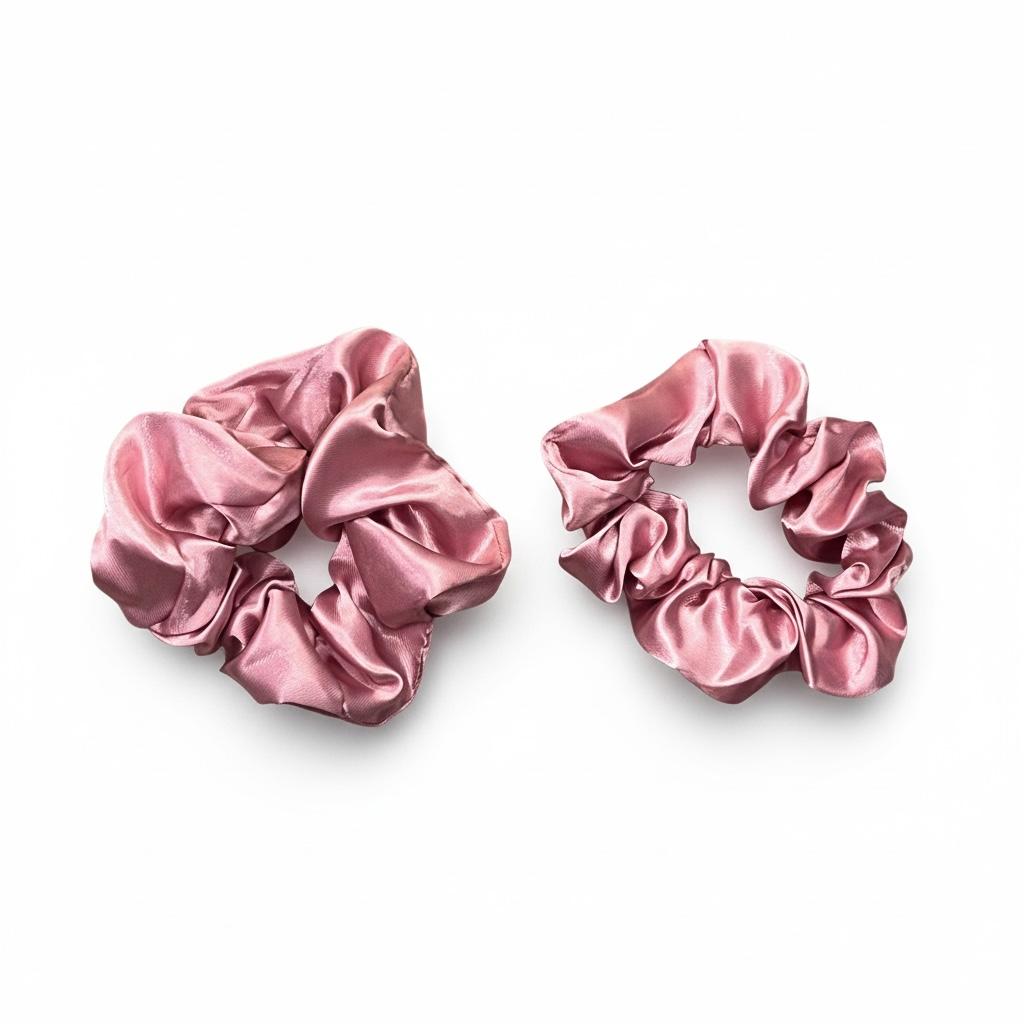 Set of 2 satin scrunchies 1 small 1 medium same color s005