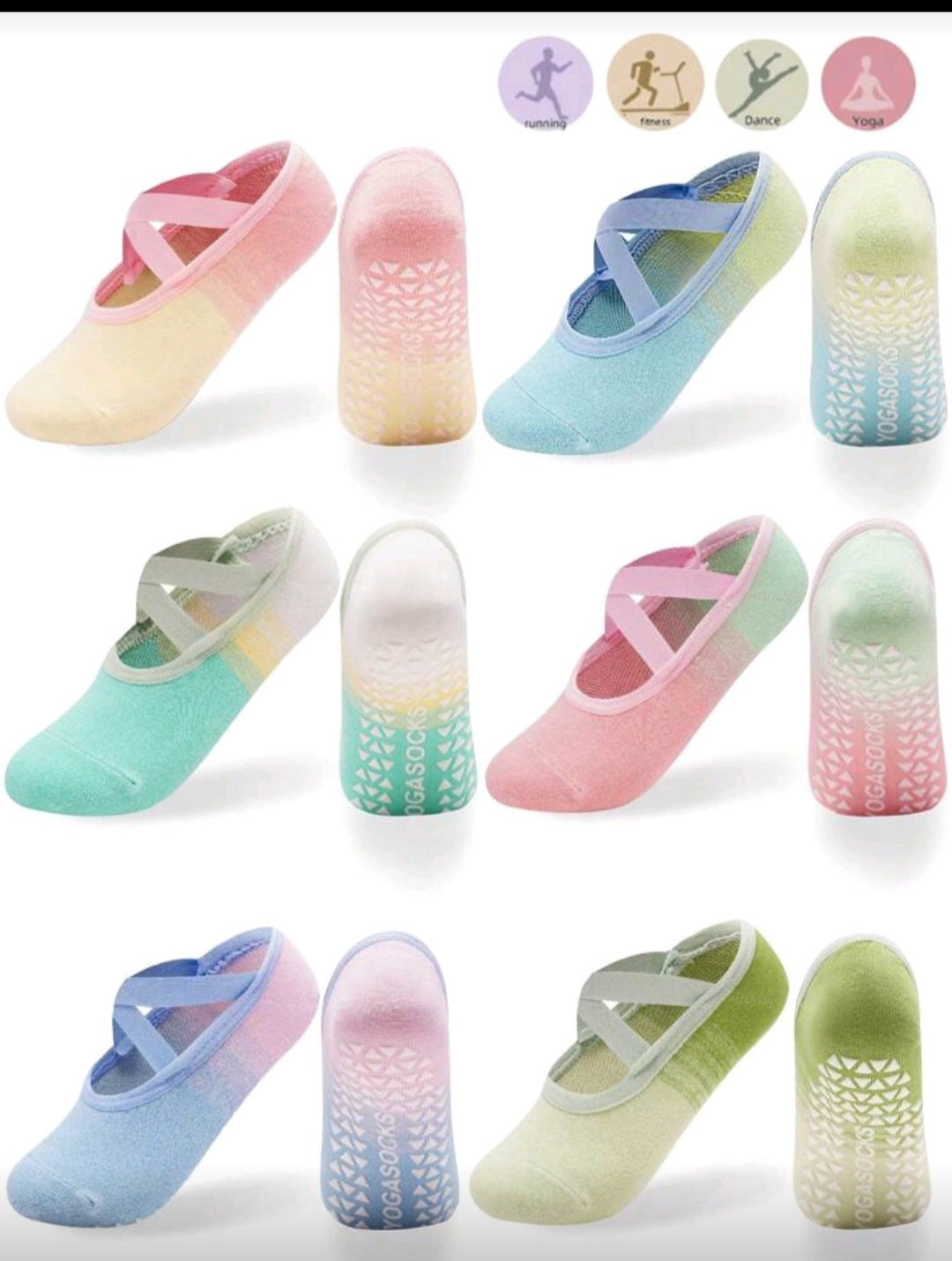 Rainbow pilates yoga socks-ys0010