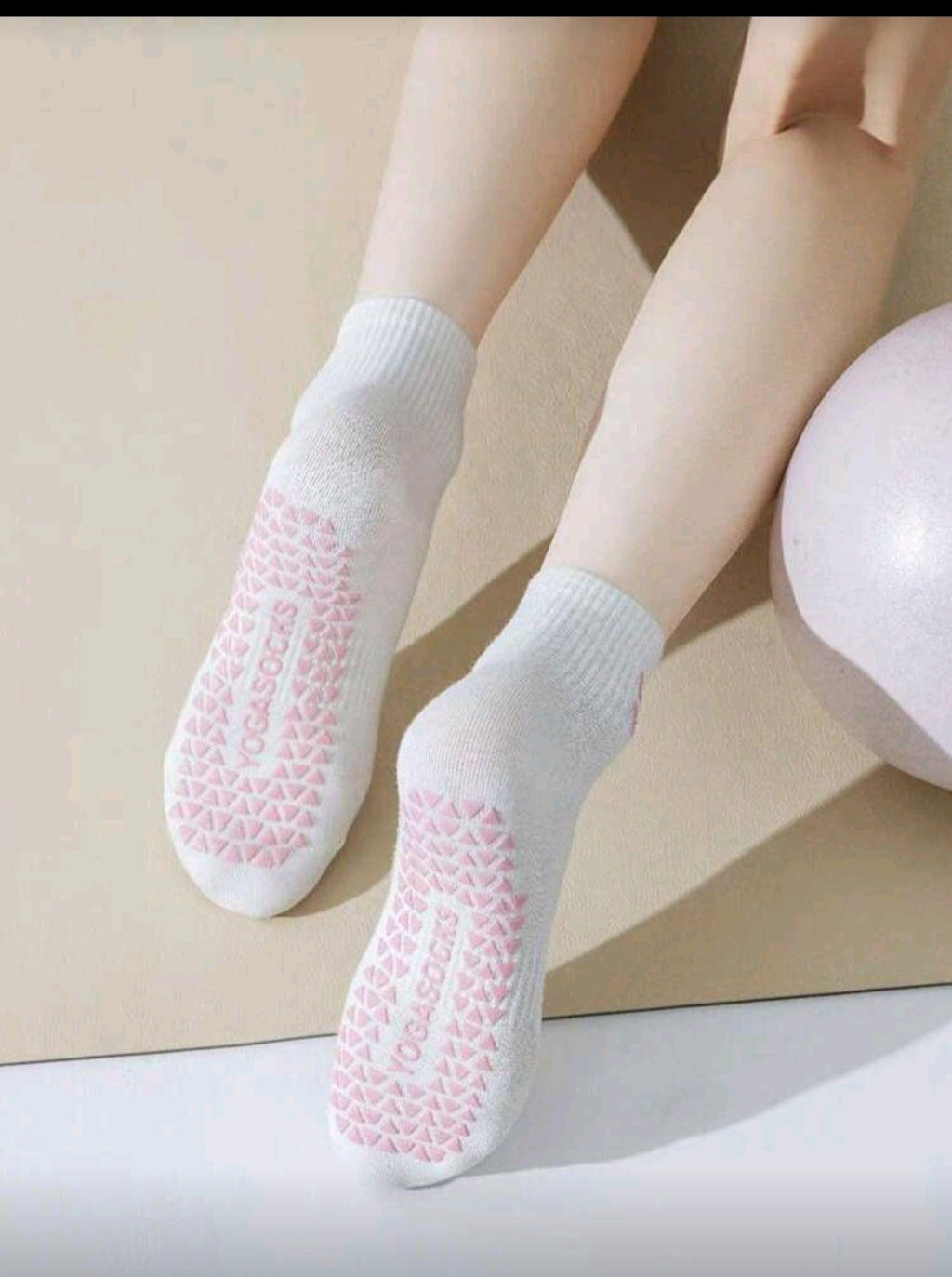 Pilates yoga socks double heart embroidery-ys008