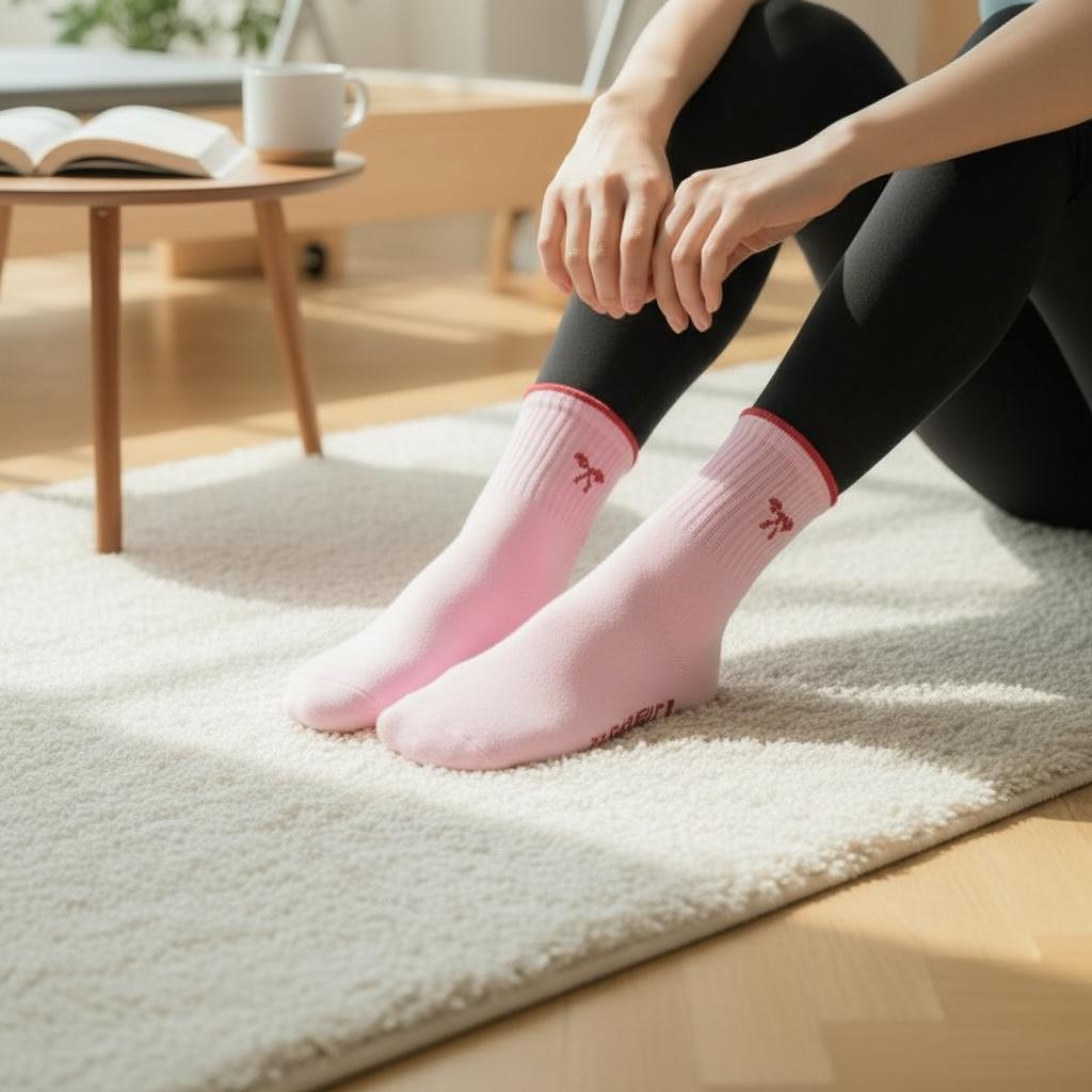 Pilates socks red bow ys0013