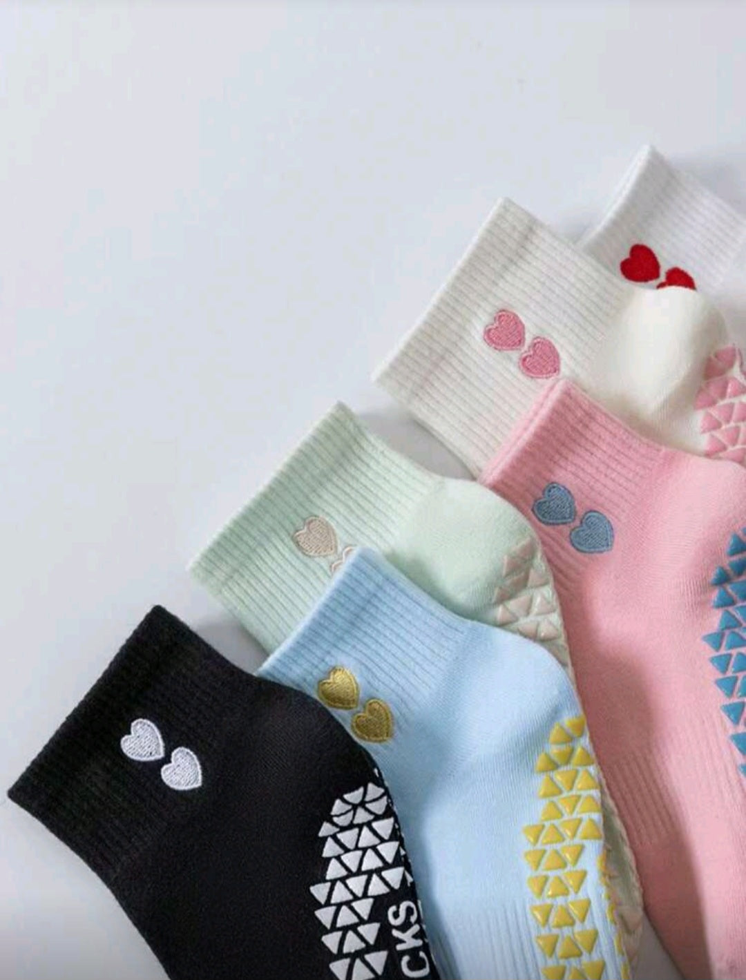 Pilates yoga socks double heart embroidery-ys008