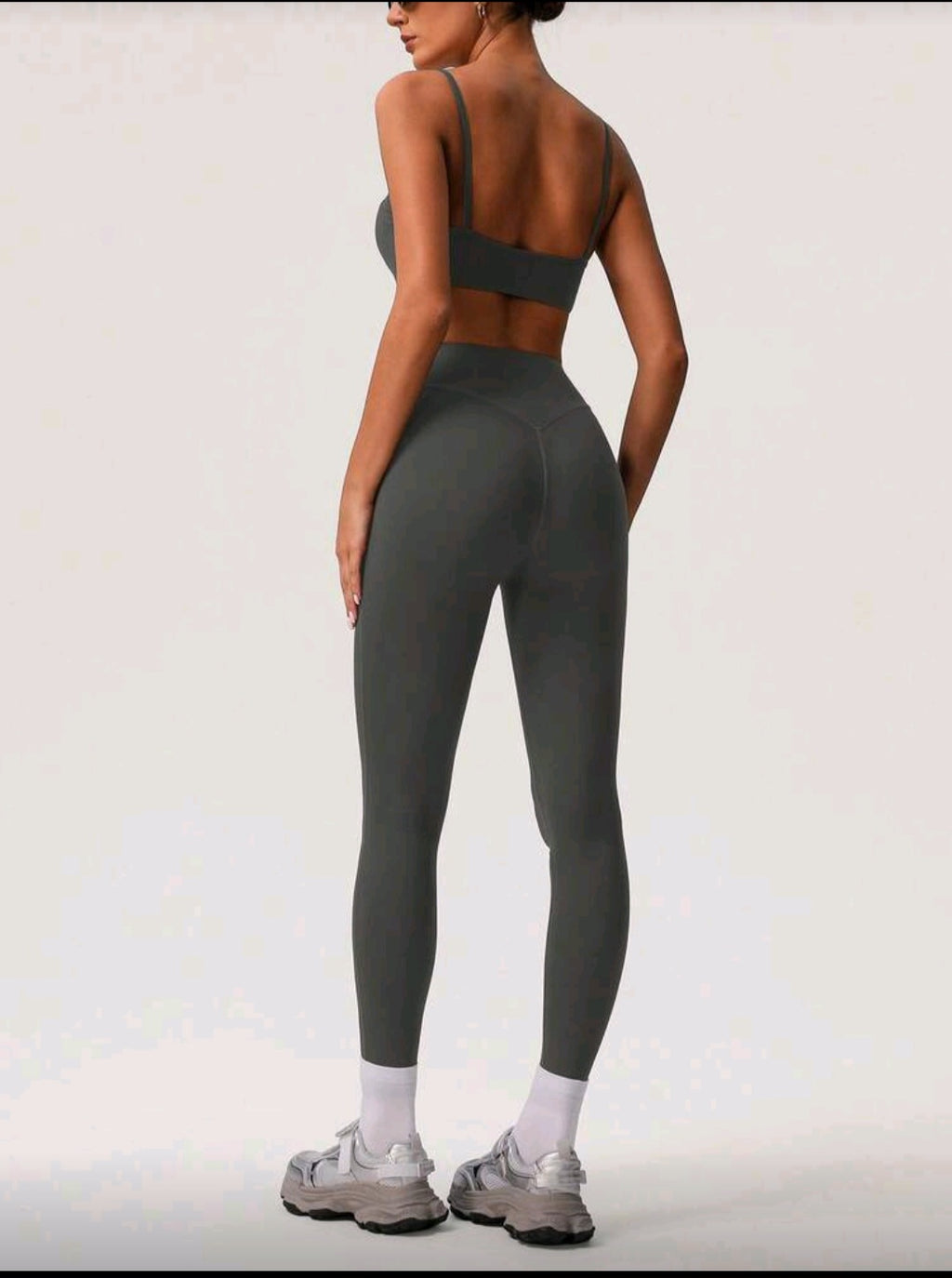 Solid color gray women set padded bra  Set008