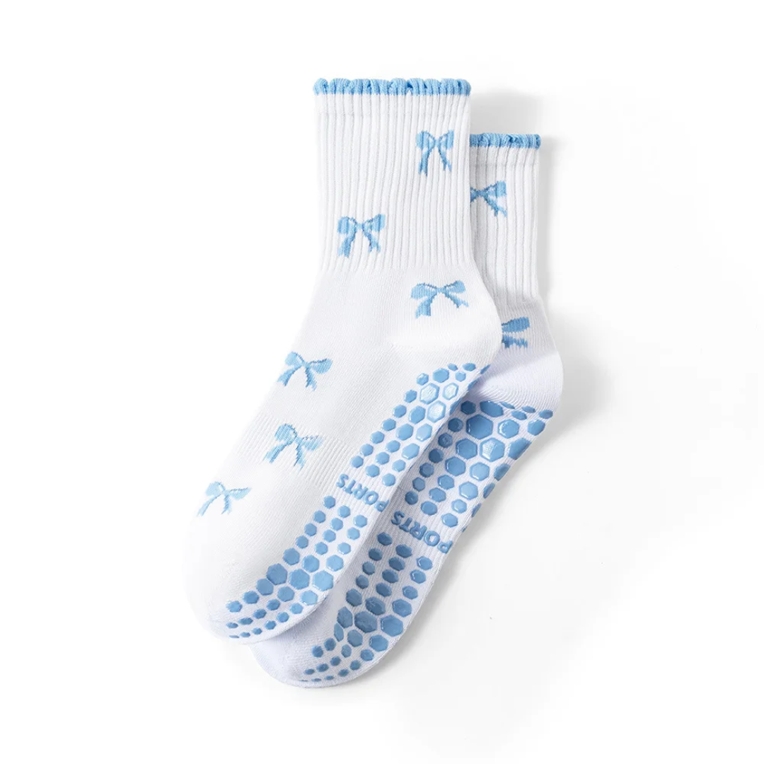 Blue bow pilates socks S0033