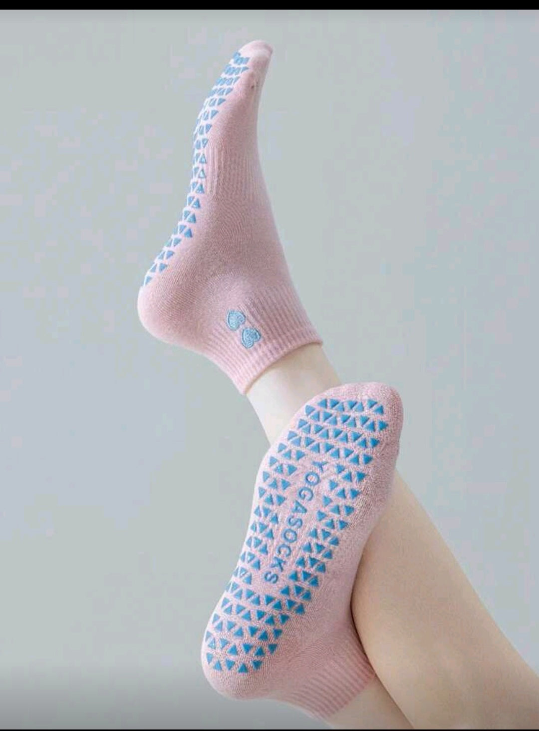 Pilates yoga socks double heart embroidery-ys008