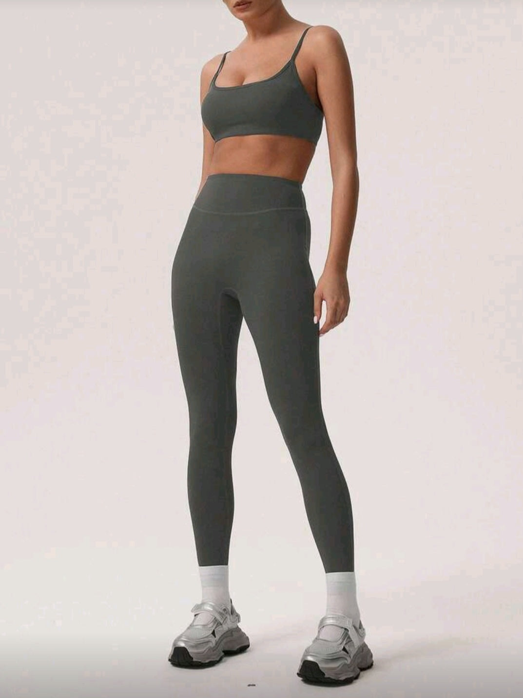 Solid color gray women set padded bra  Set008